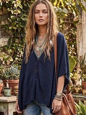 The Earth Collection cotton/cashmere poncho O/S